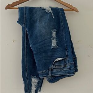 Wax Jean Distressed Dark Blue Skinny Jeans